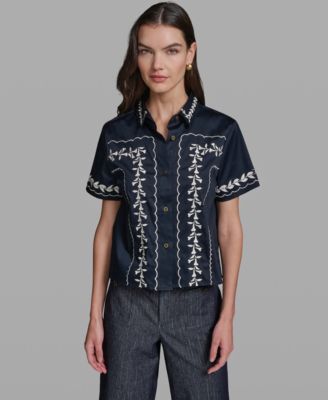Женская рубашка KARL LAGERFELD PARIS Short-Sleeve Embroidery