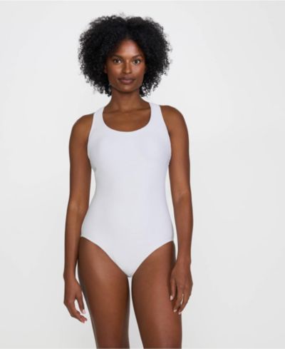 Lands' End Женский слитный купальник Long Tugless Ribbed X-Back