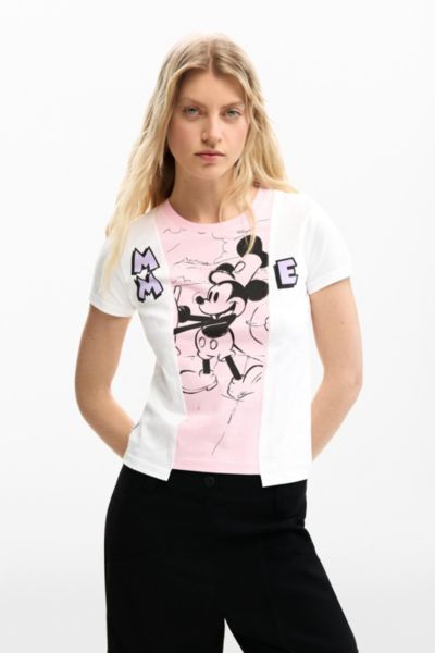 Desigual Women's Two-tone Mickey Mouse T-shirt