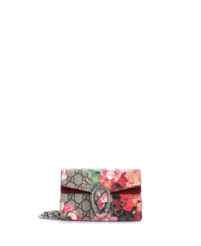 Сумка Gucci Super Mini Dionysus с принтом Blooms из полотняного покрытия GG