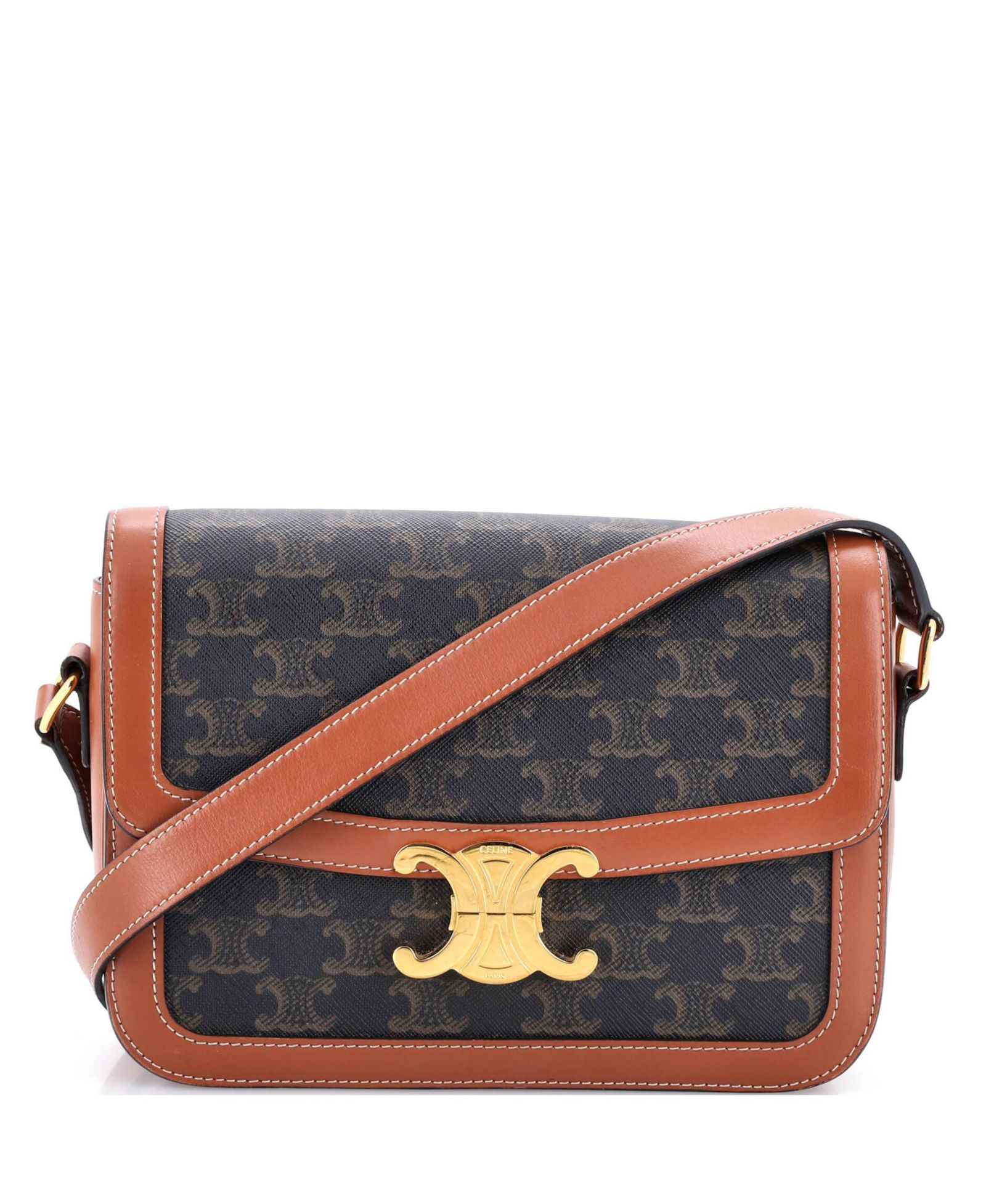 Pre-Owned Celine Medium Triomphe Shoulder Bag Triomphe Coated Canvas
