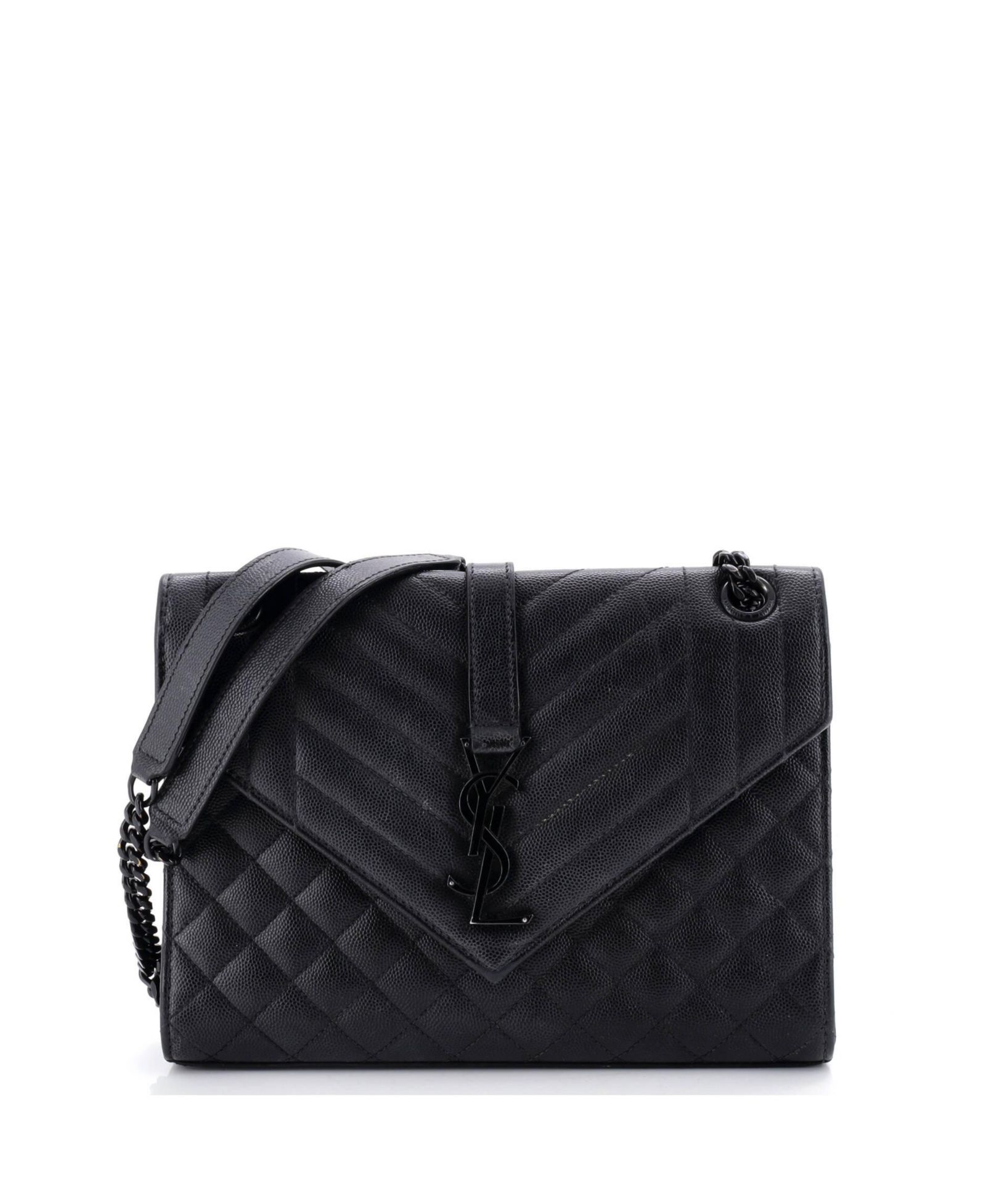 Pre-Owned Saint Laurent Medium Classic Monogram Envelope Satchel Mixed Matelasse Leather