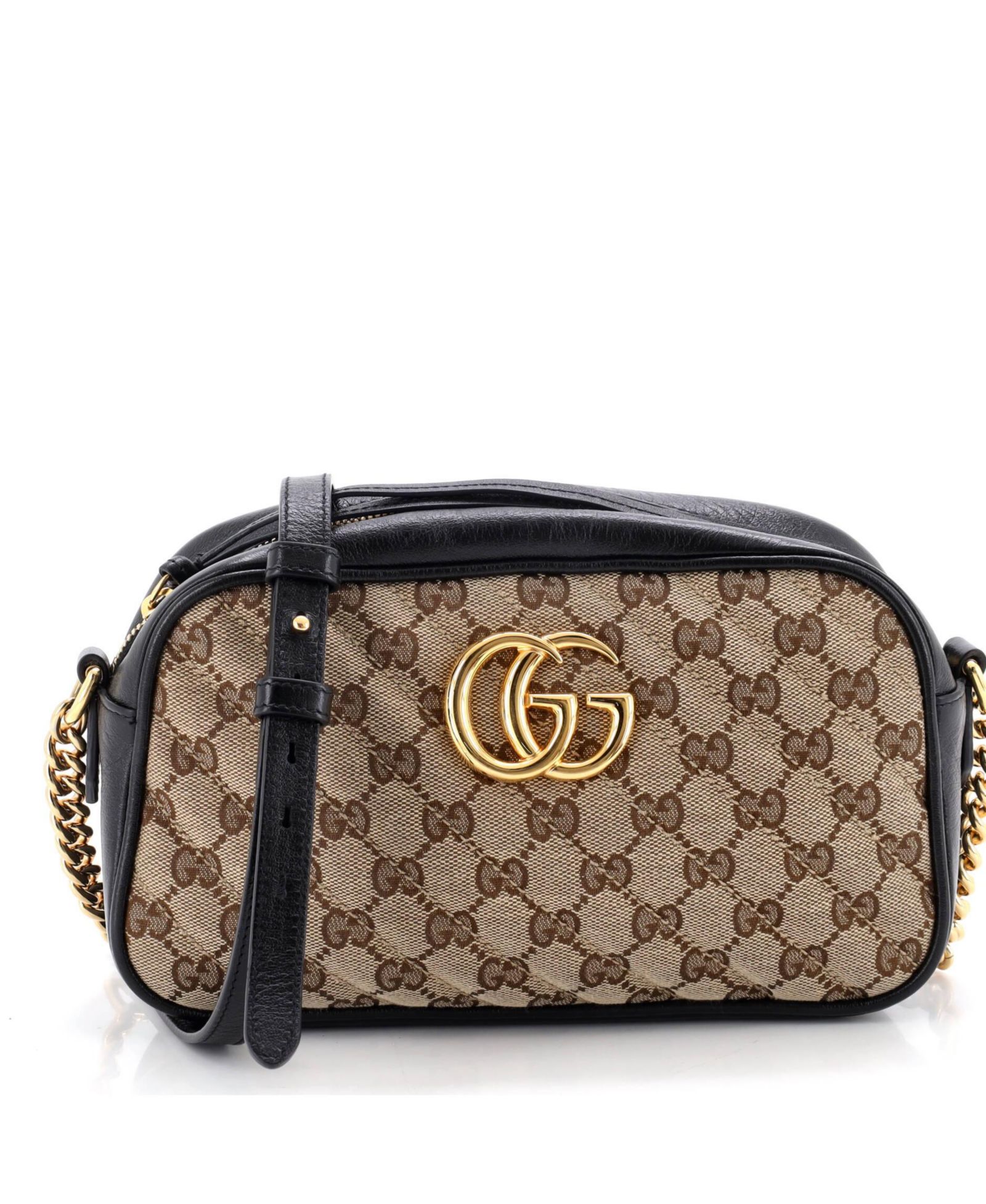 Сумка через плечо Pre-Owned Gucci Small GG Marmont Diagonal Quilted GG Canvas с кожей