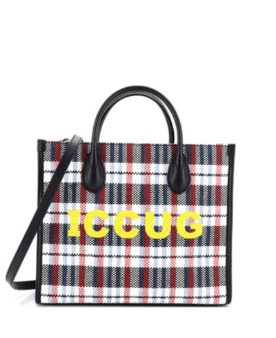 Pre-Owned Gucci Small ICCUG Tote Embroidered Faux Raffia