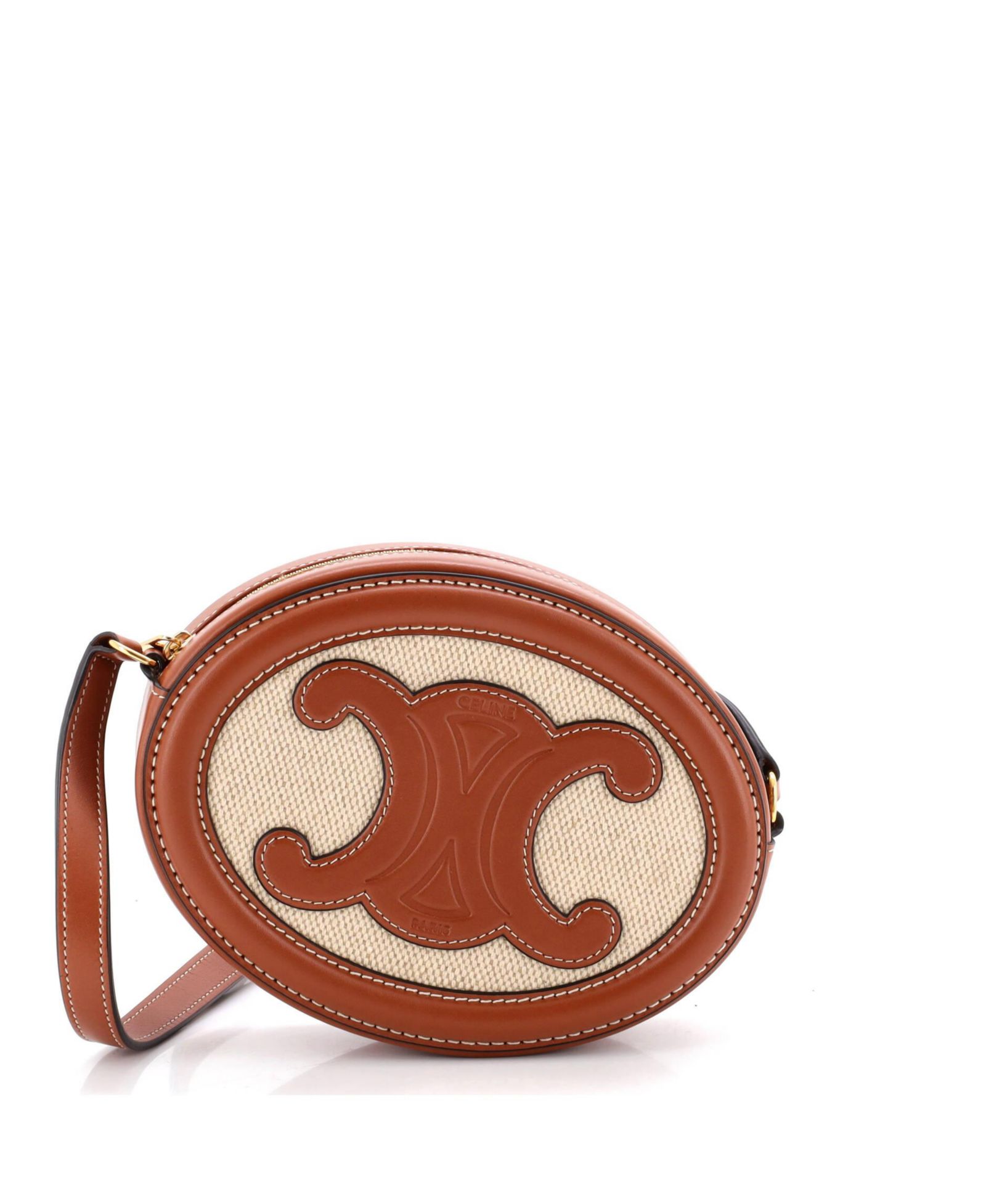 Сумка через плечо Pre-Owned Celine Triomphe Oval Canvas и кожа