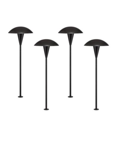 John Timberland Large Mushroom High Mid Century Modern Outdoor Landscape Path Lights Porch House Set of 4 LED Bulb Metal