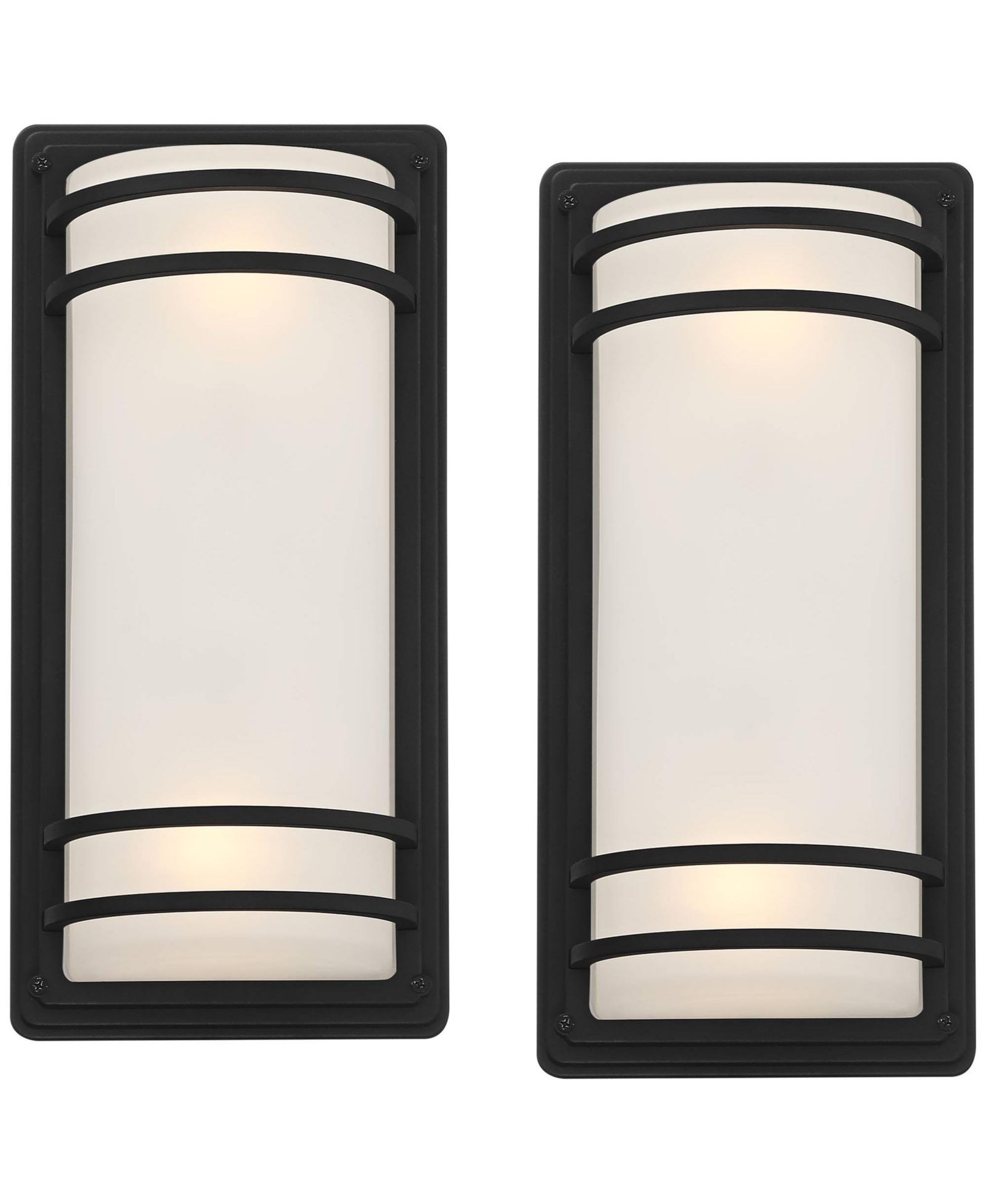 John Timberland Habitat Modern Industrial Outdoor Wall Light Fixtures Set of 2  Metal Frosted Glass for Post Exterior Barn Deck