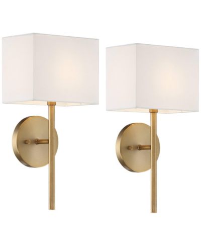Настенный светильник Possini Euro Design, комплект из 2 шт., латунь, тканевый абажур