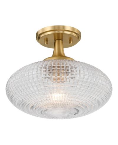 Possini Euro Design Possini Euro Voltri 12"W Warm Brass and Vintage Glass Ceiling Light