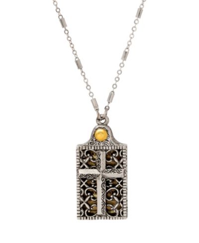 Symbols of Faith кулон в виде креста 28" серебристый
