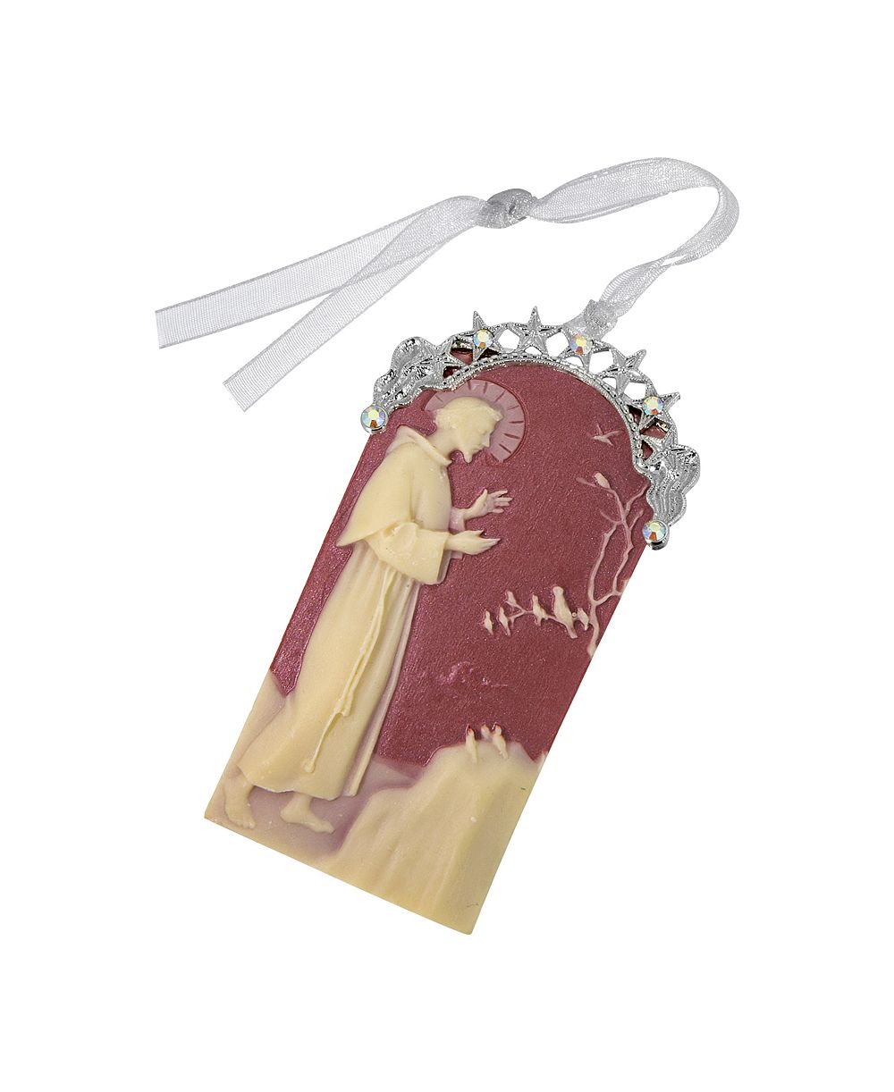 Symbols of Faith Silver-Tone and Crystal St. Francis of Assisi Cameo Ornament