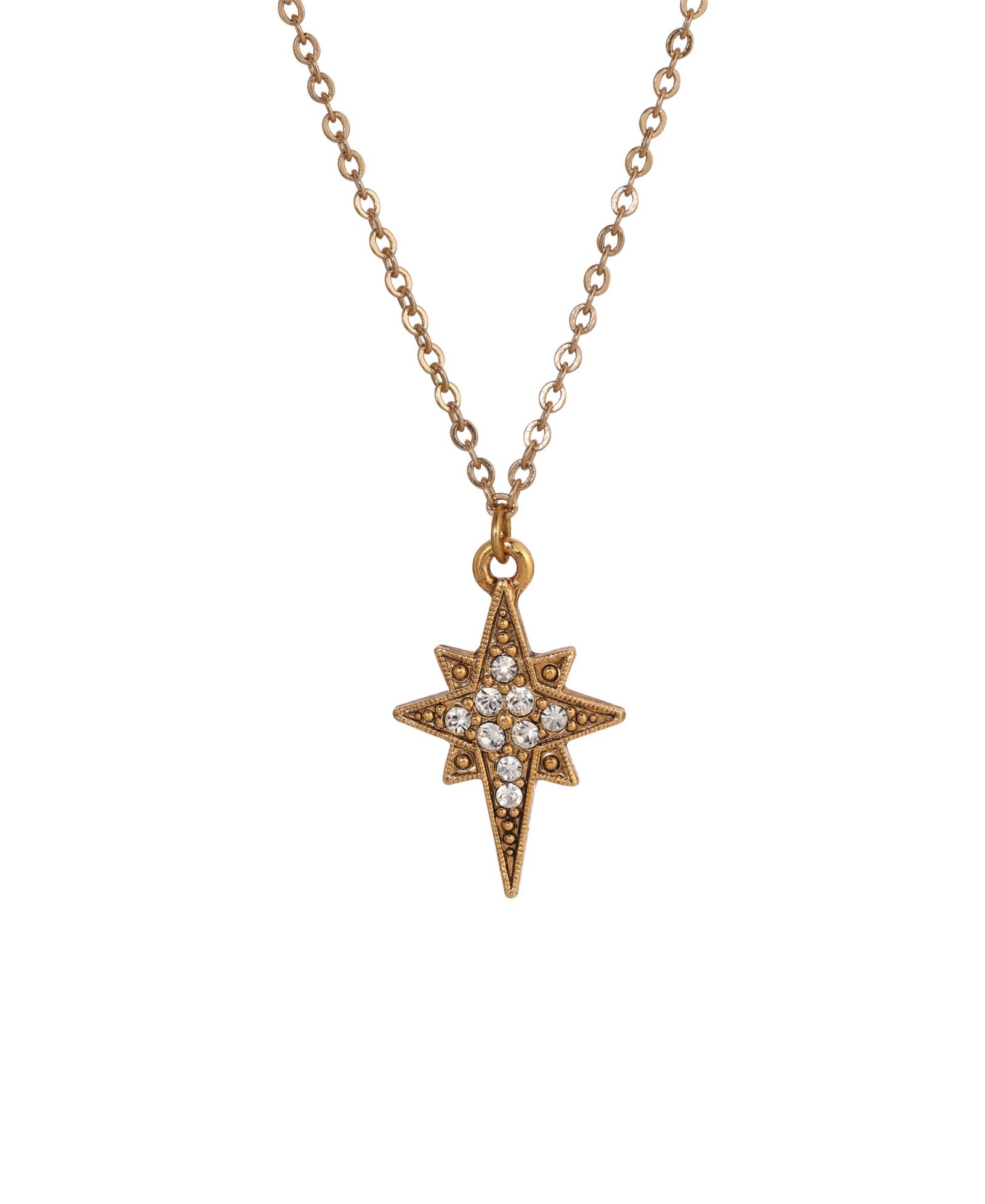 Ожерелье Symbols of Faith 14k Gold Dipped Crystal Glass Stones Star of Bethlehem 16"
