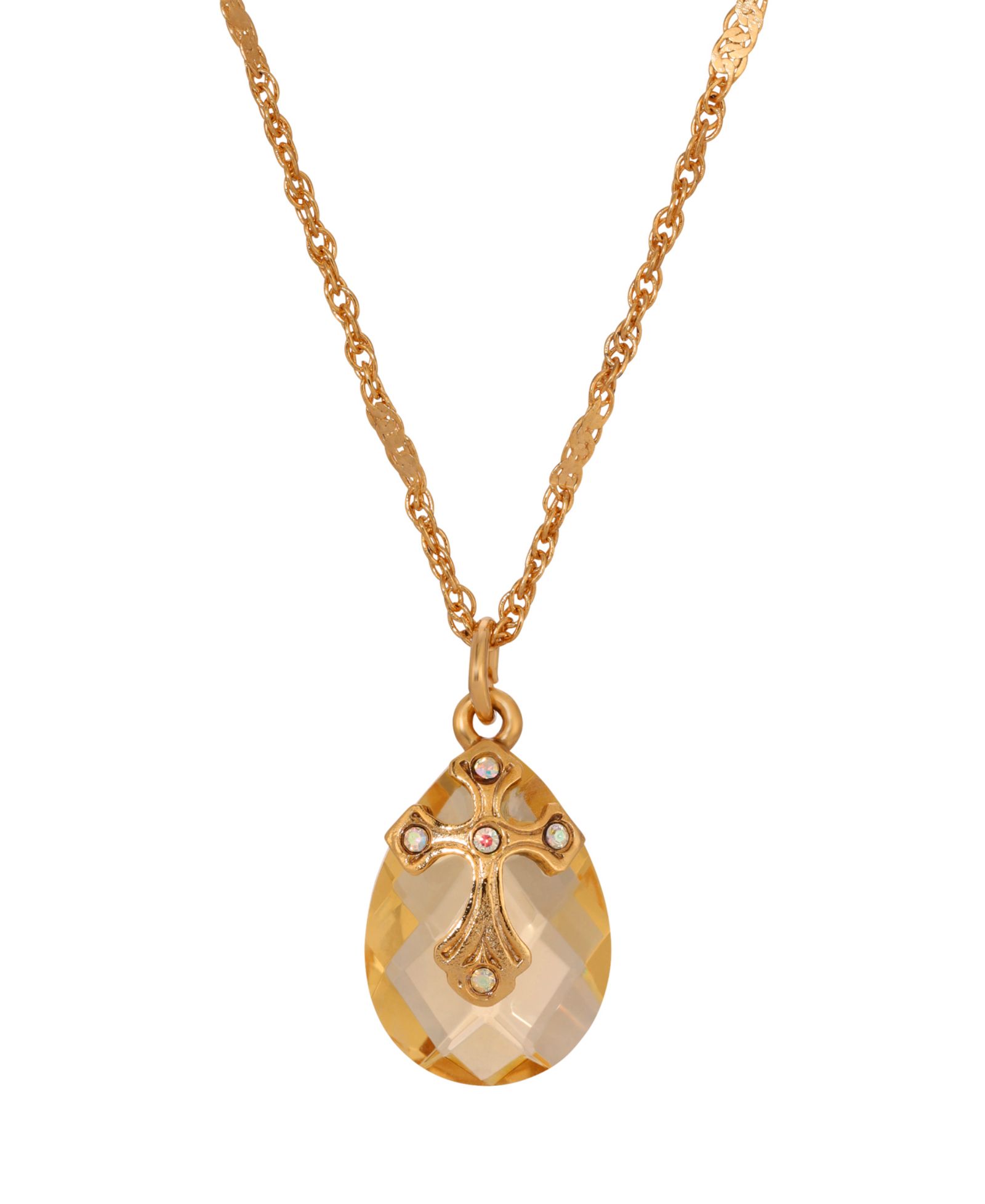 Ожерелье Symbols of Faith, 14k Gold Dipped, с подвеской в виде креста, 16"+3"