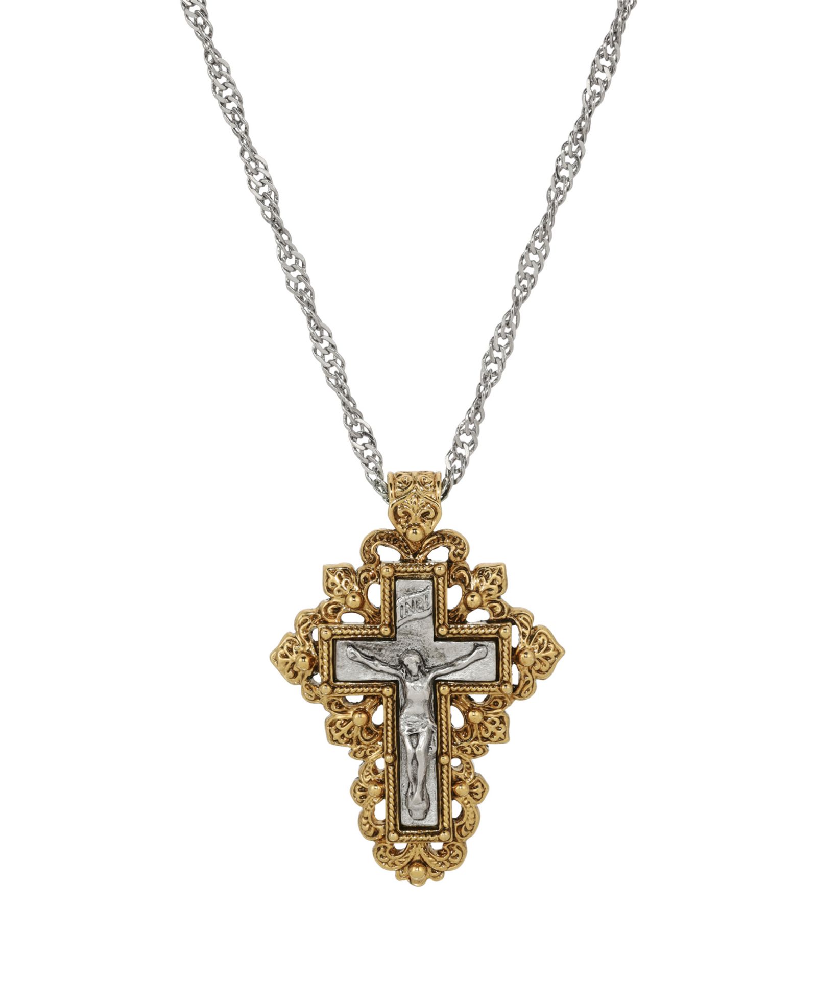 Серебряное золотое ожерелье с крестом Symbols of Faith