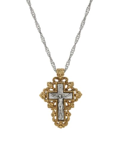 Серебряное золотое ожерелье с крестом Symbols of Faith