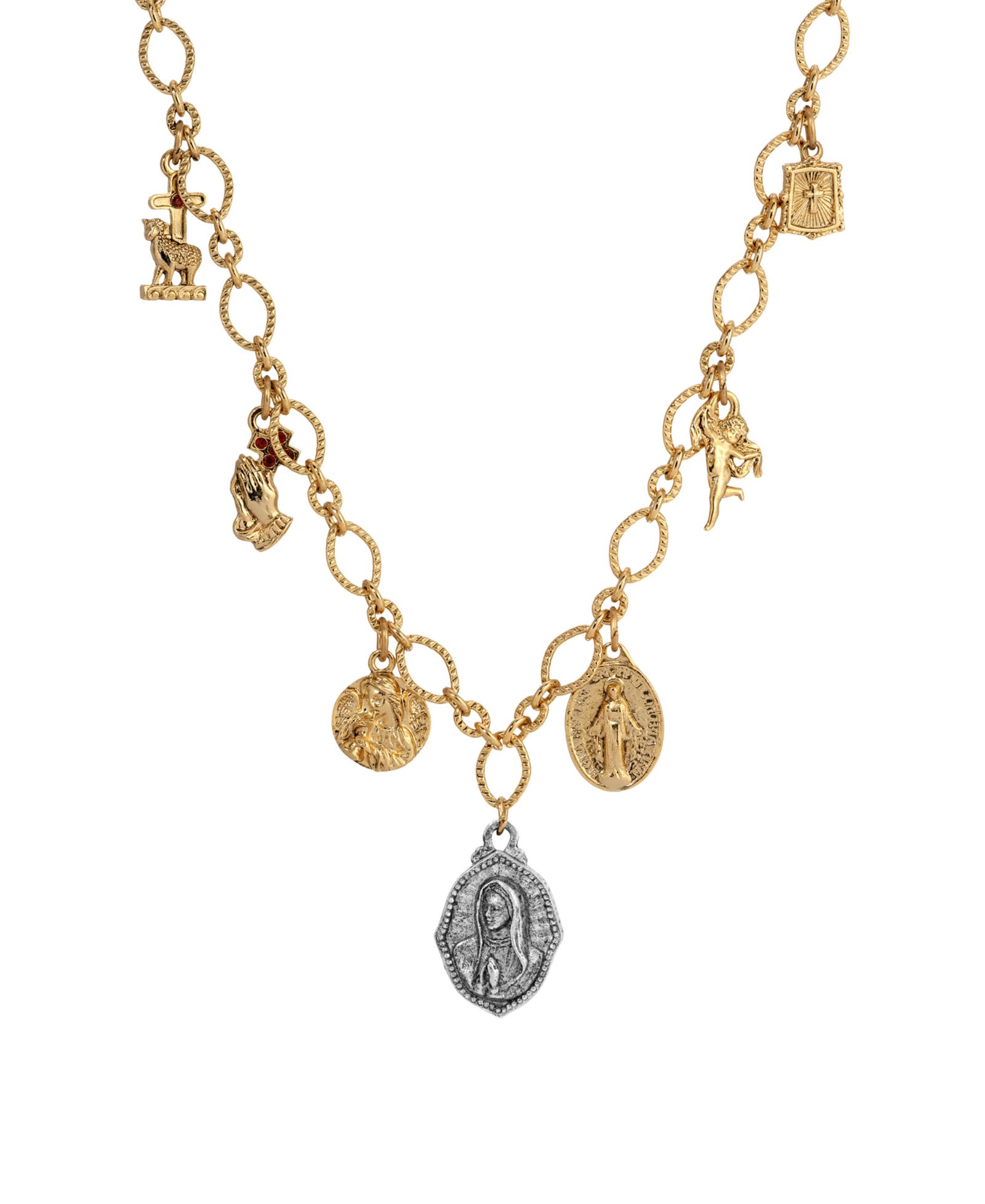 Symbols of Faith Gold-Tone Multi Charm Faith 16" Necklace