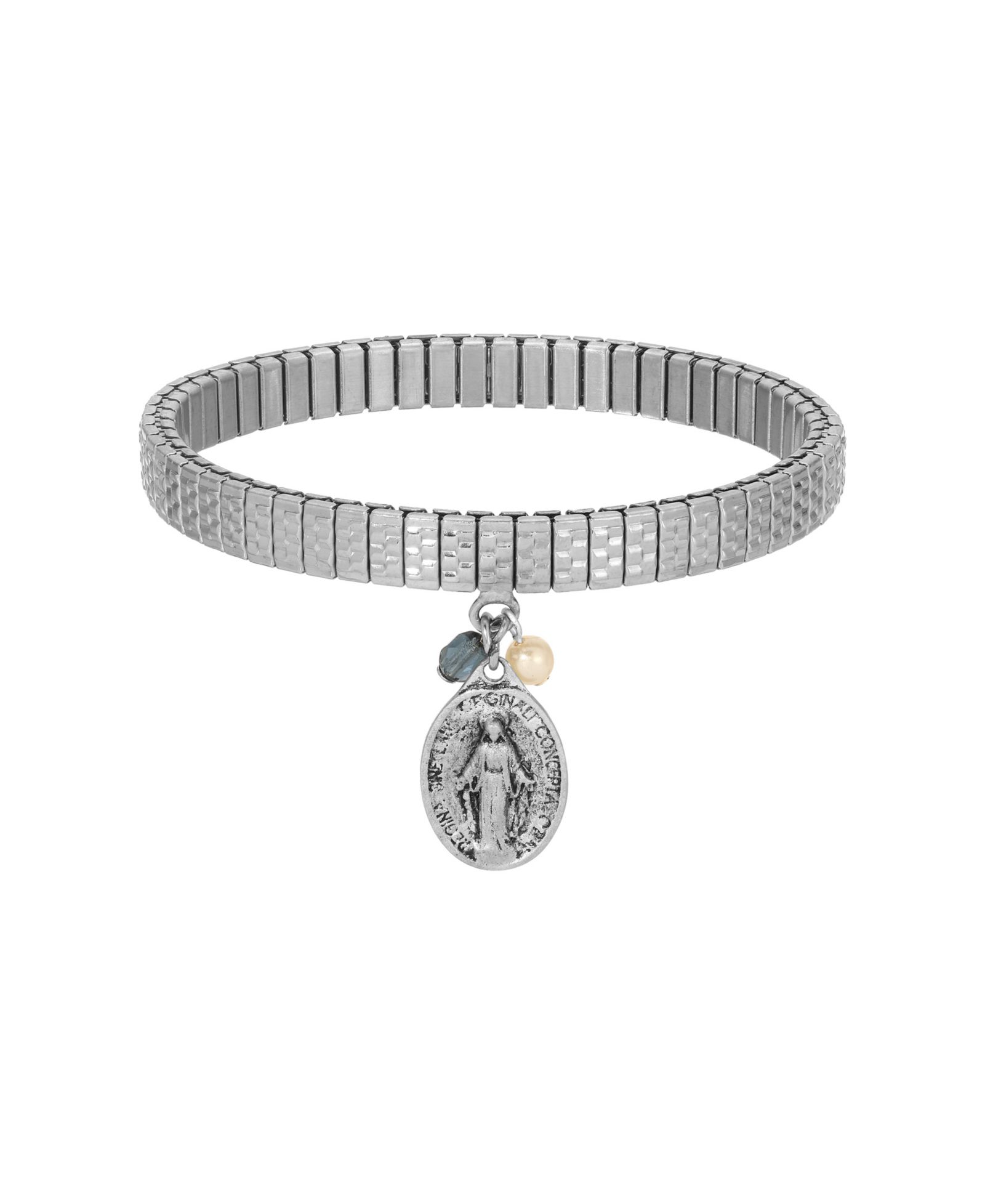 Браслет Symbols of Faith с серебристым овальным кулоном Miraculous Medal и бусинами Pearl Montana