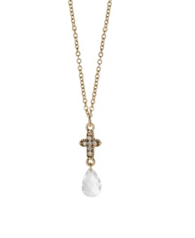Symbols of Faith Gold-Tone Our Lady of Guadalupe Oval Pendant Blue Glass Bead 20" Necklace