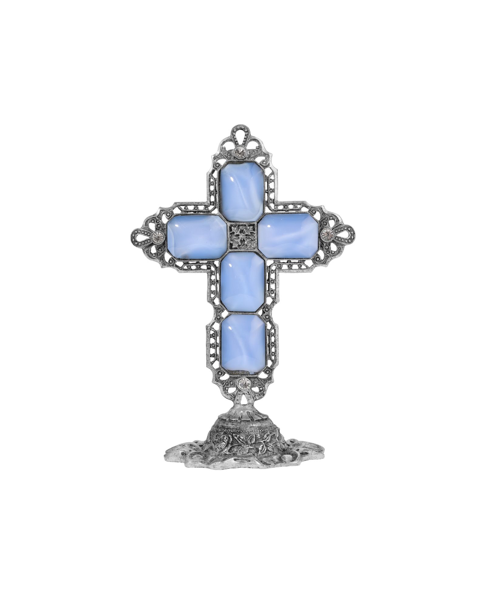 Symbols of Faith Декоративная табличка из олова с синим камнем и крестом Octagon Blue Moon Stone