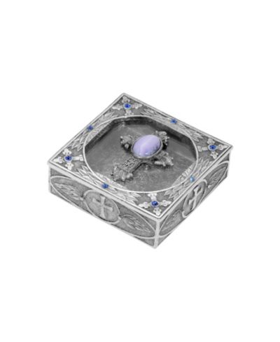 Symbols of Faith Pewter Blue Lace Agate Semi Precious With Sapphire Rosay Box