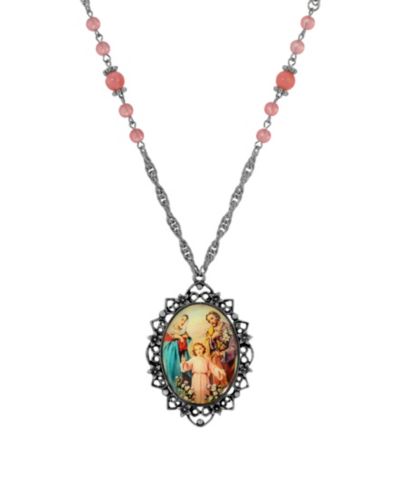 Ожерелье Symbols of Faith Silver-Tone Oval Holy Family Decal 26"
