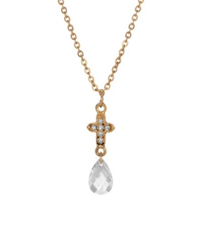 Золотистое ожерелье Symbols of Faith с крестом и прозрачными кристаллами, подвеска Briolette, 16"