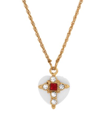 Ожерелье Symbols of Faith с красными кристаллами и имитацией жемчуга, 14k Gold Dipped, 16"+3"