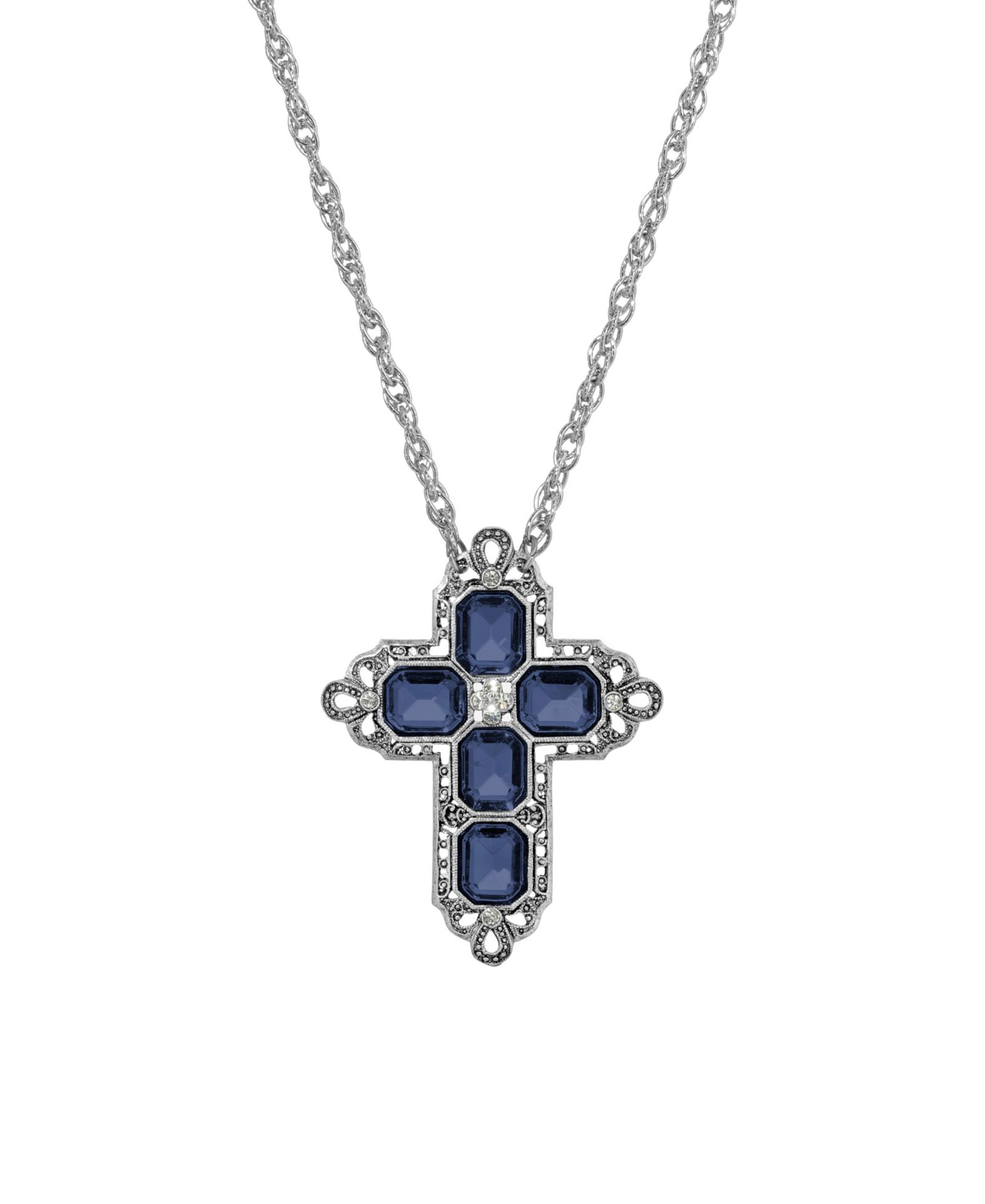 Ожерелье Symbols of Faith с крестом из олова и кристалла Montana, 20"