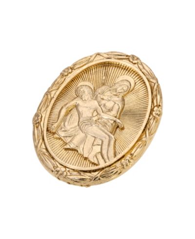 Золотистая брошь Symbols of Faith Jesus Mary Oval Pin