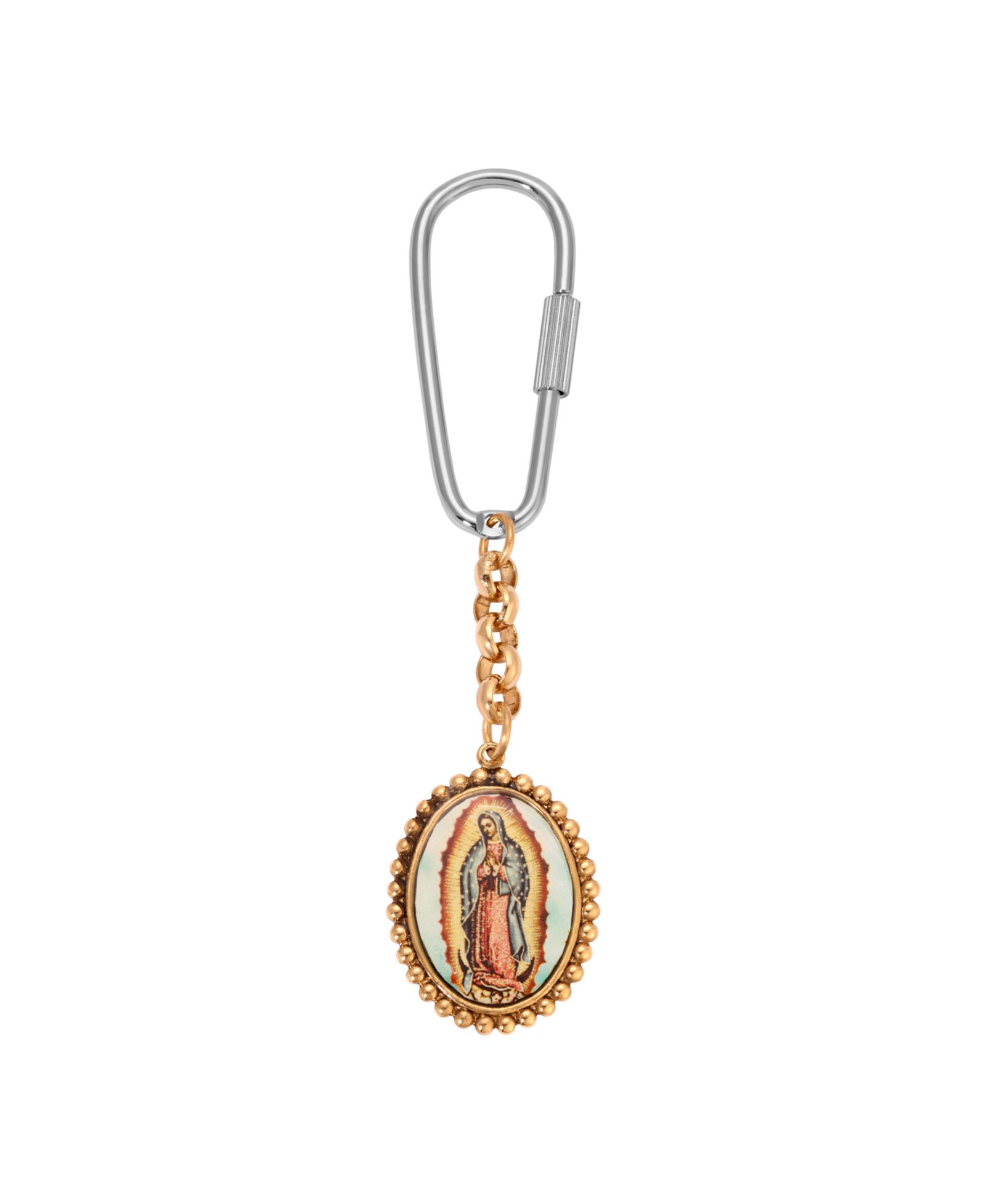 Брелок Symbols of Faith Silver Gold Tone Oval Lady Of Guadalupe Decal