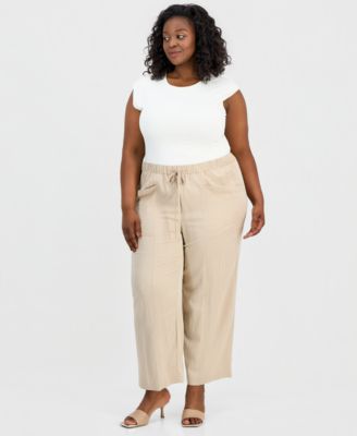 Anne Klein Plus Size High Rise Drawstring-Waist Pants