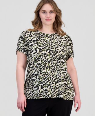 Женский топ Anne Klein Essentials Plus Size Printed Tulip-Sleeve