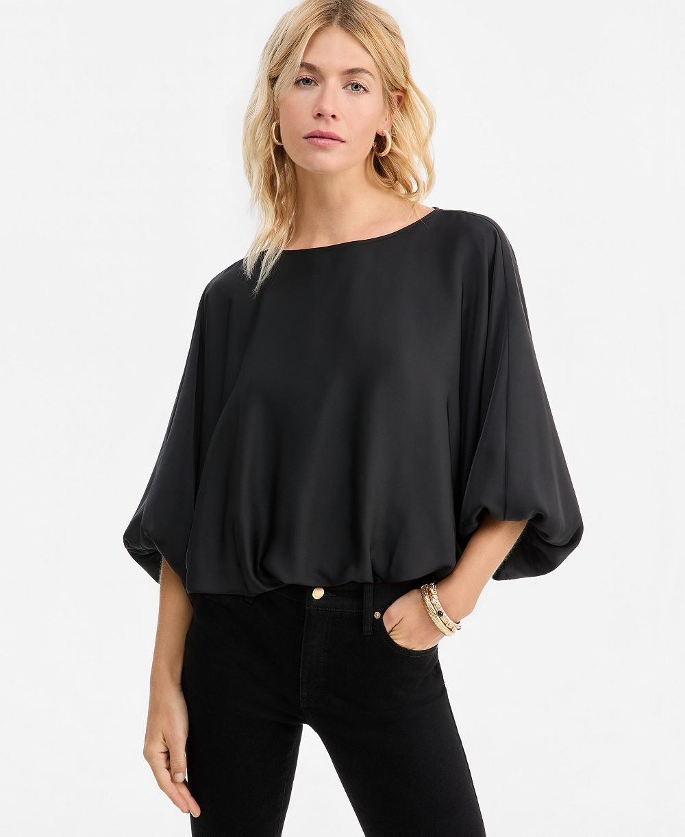 I.N.C. International Concepts Women's Elbow-Sleeve Bubble Boat Neck Blouse, Macy's Exclusive