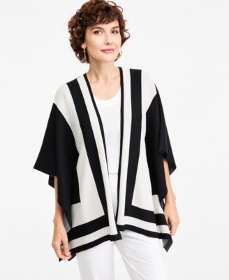 JM Collection Women's Colorblock D O Cardi Open-Front Kimono Sleeves Cardigan, Macy's Exclusive