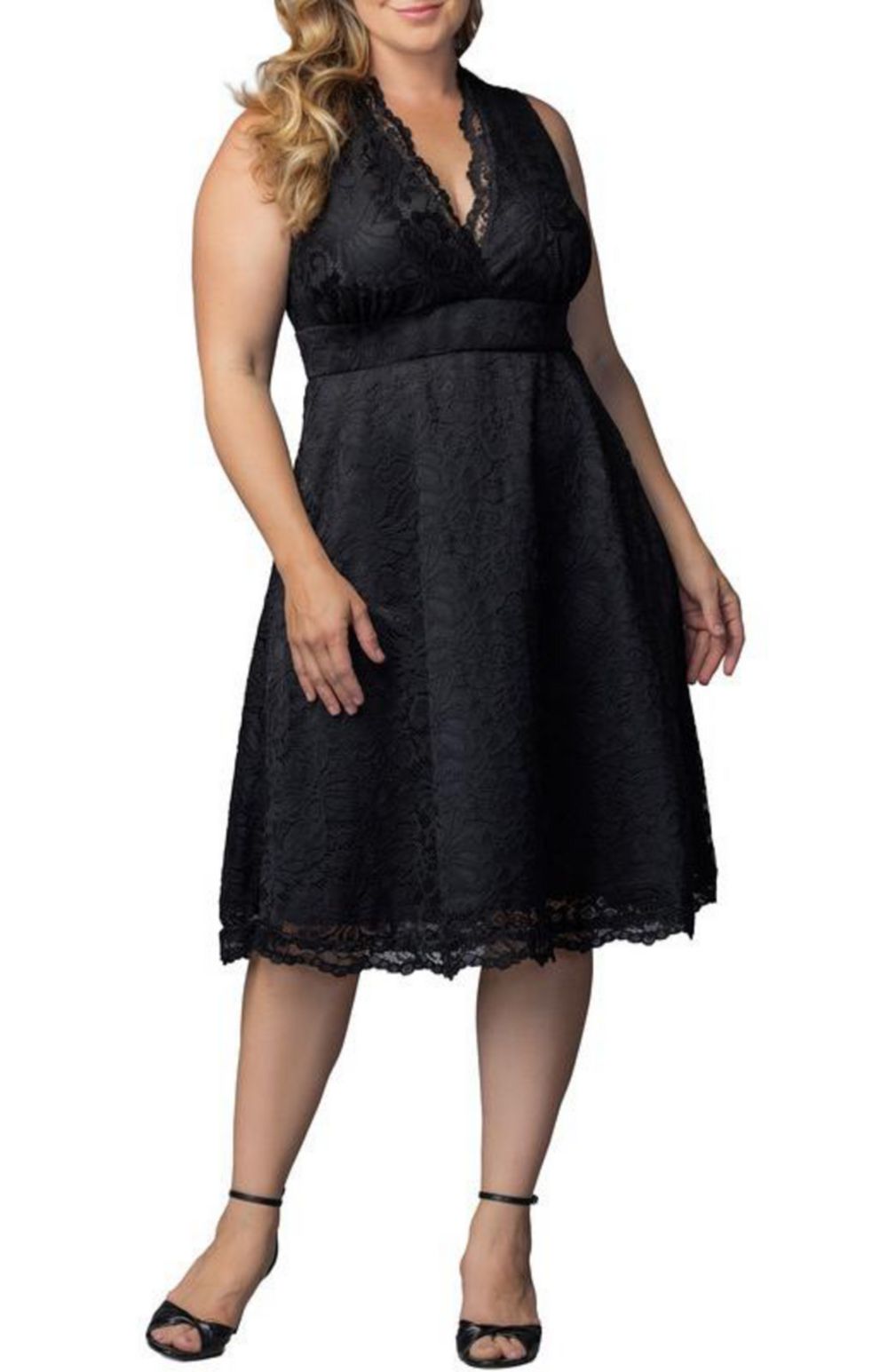 Kiyonna Plus Size Pin Up Boudoir Sleeveless Lace Cocktail Dress