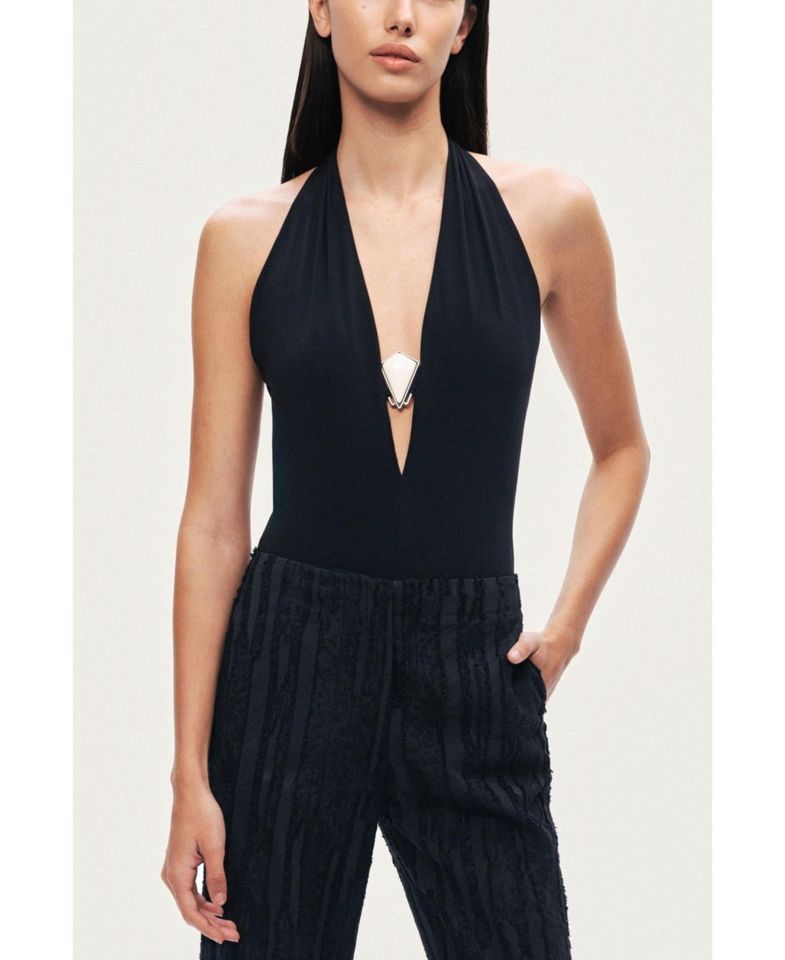 NOCTURNE Women's Halter Deep V Blouse