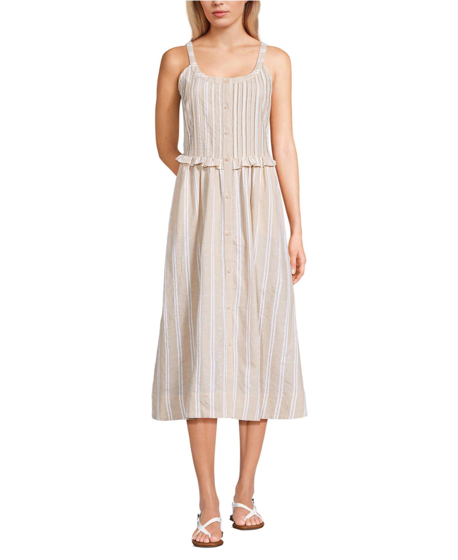 Женское миди-платье Lands' End Linen Blend Pintuck Tank