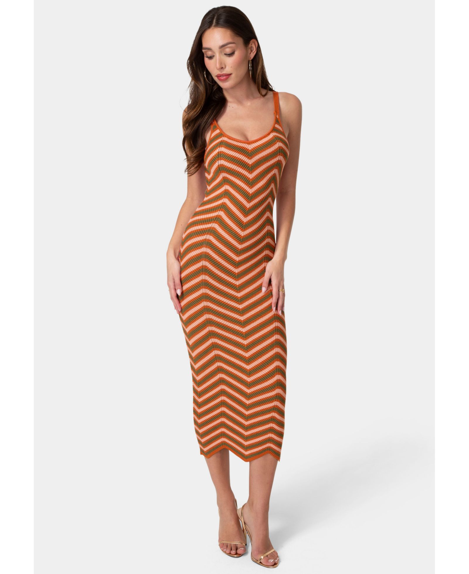 Bebe Женское платье midi Chevron Crochet
