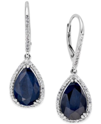 Серьги-подвески Black Sapphire (12 ct. t.w.) и White Topaz (1/2 ct. t.w.) из стерлингового серебра