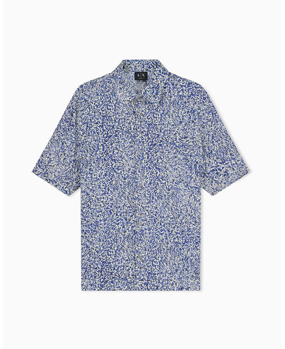 Мужская рубашка A|X Armani Exchange Short Sleeve All-Over Logo Woven Button-Down