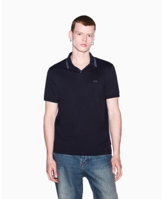 A|X Armani Exchange Men's Mercerized Tipping Johnny Collar Polo Shirt