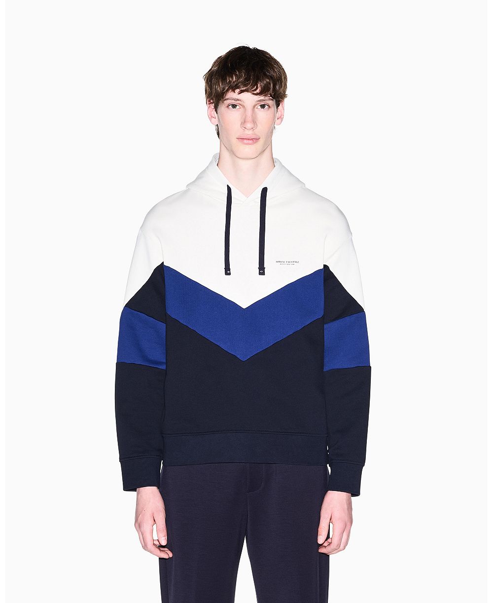 A|X Armani Exchange Men's Chevron Color Block Hoodie
