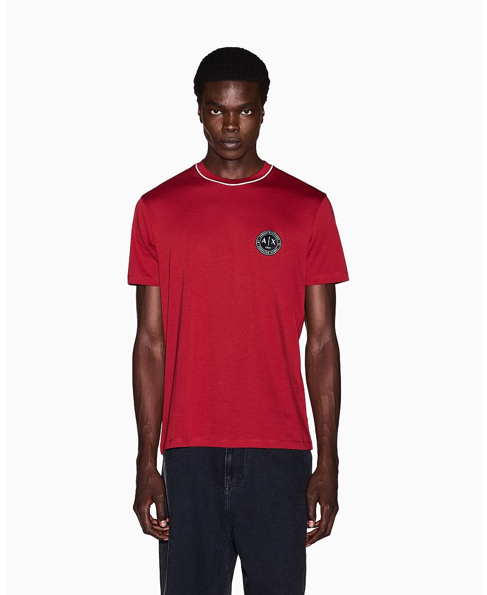 A|X Armani Exchange Men's Short Sleeve Neck Piping Badge logo Regular Fit T-Shirt