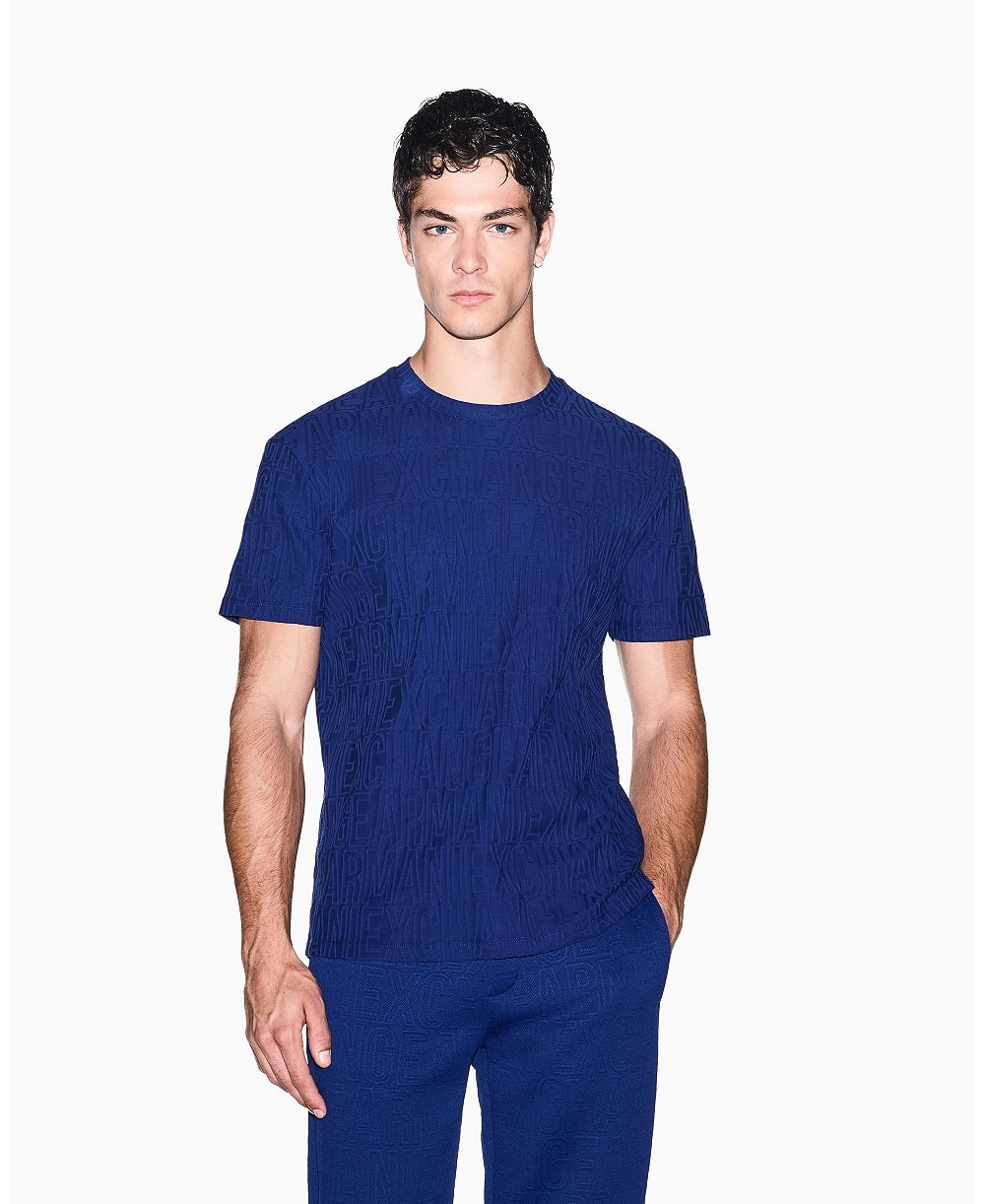 A|X Armani Exchange Men's All Over Logo Mercersized Cotton T-Shirt