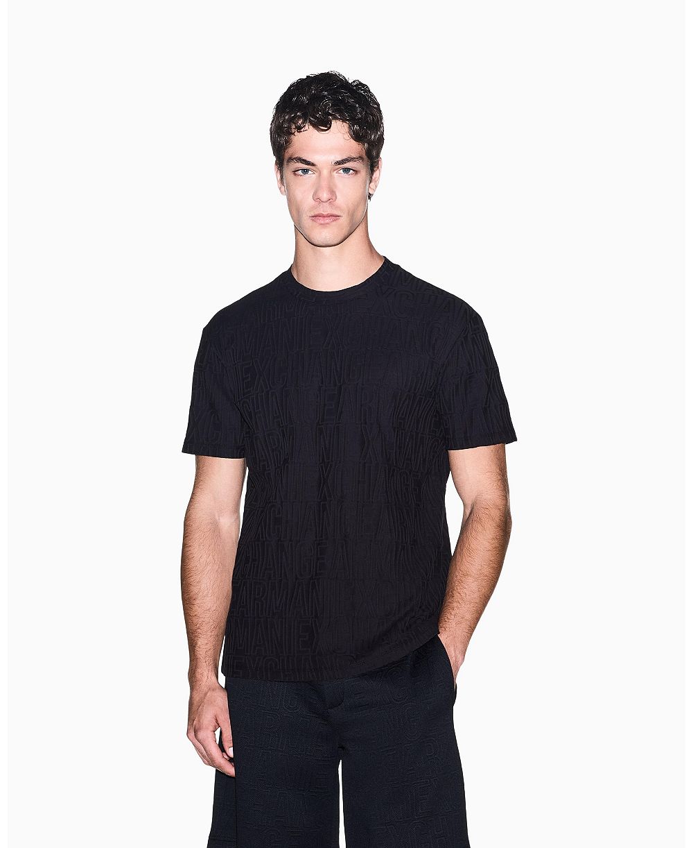 A|X Armani Exchange Men's All Over Logo Mercersized Cotton T-Shirt