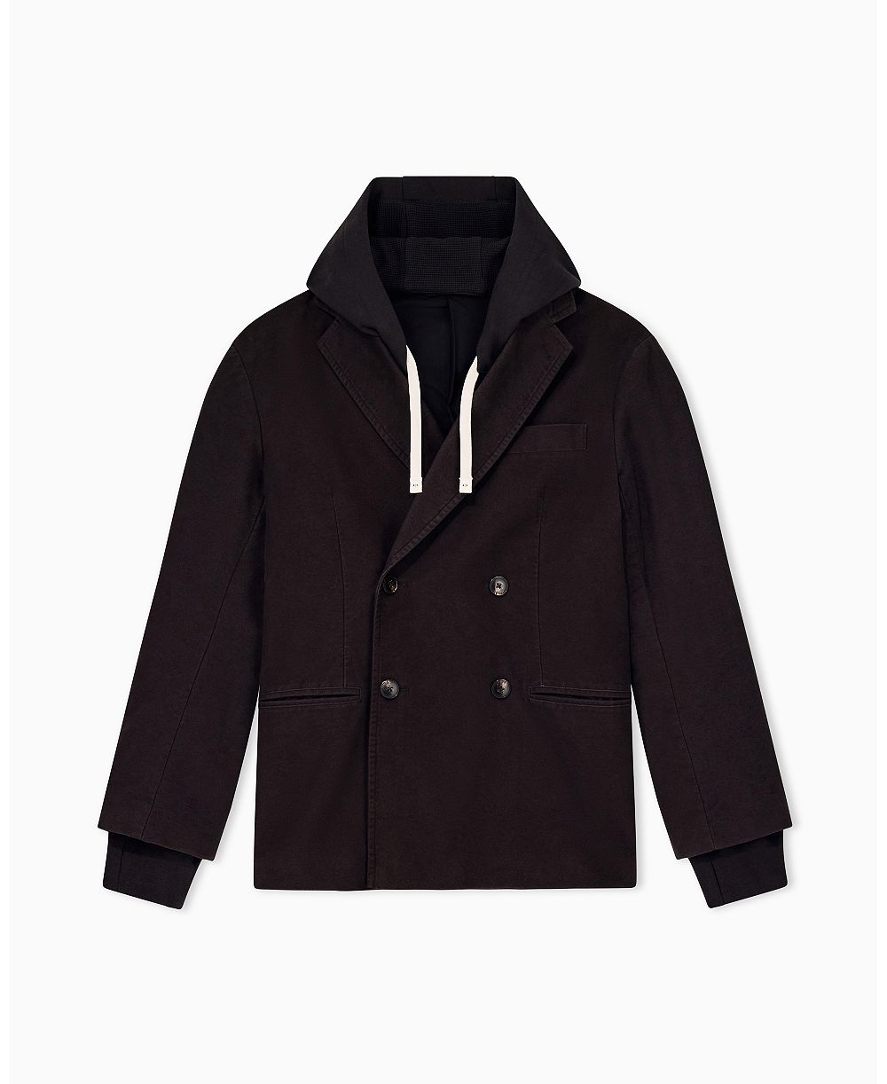 A|X Armani Exchange Men's Crossover Double Breasted Blazer Hoodie