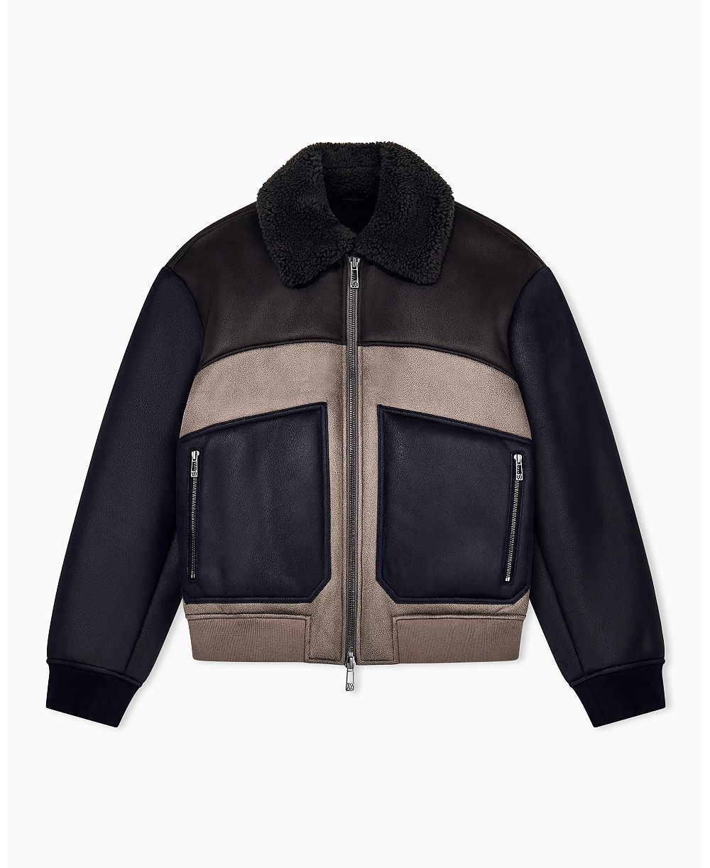 A|X Armani Exchange Мужская бомбер-куртка Crossover Sherpa Collar Color Block