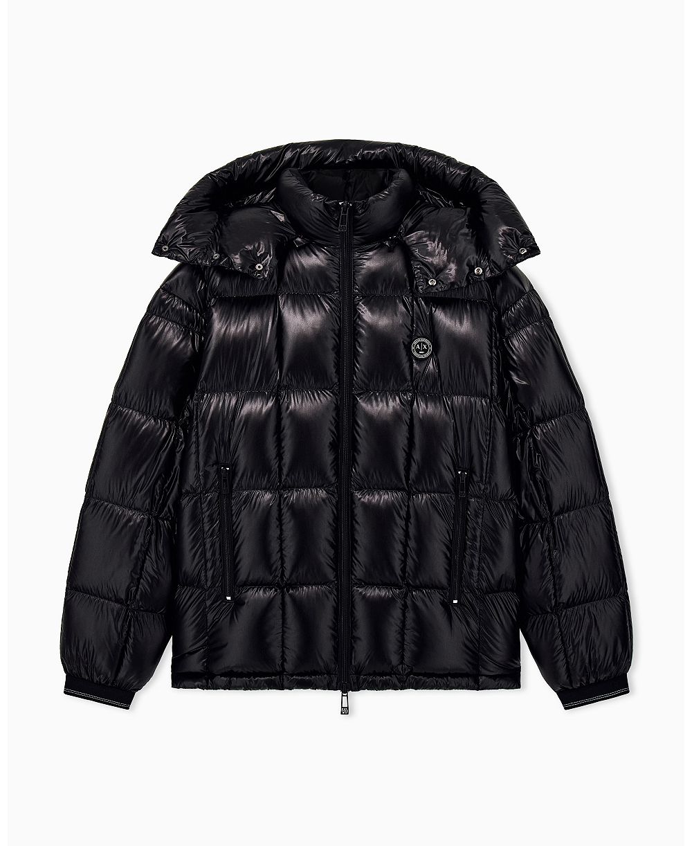 Мужская куртка A|X Armani Exchange с капюшоном, металлический блеск нейлона