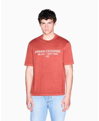 A|X Armani Exchange Men's Garment Dyed Vintage Wording T-Shirt