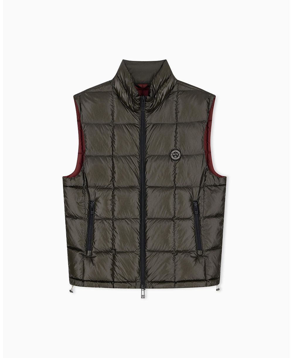 A|X Armani Exchange Men's Nylon Metallic Shine Down Vest